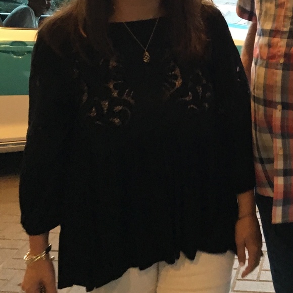 Anthrologie Black Lace Mixed Media  Blouse - Picture 4 of 4